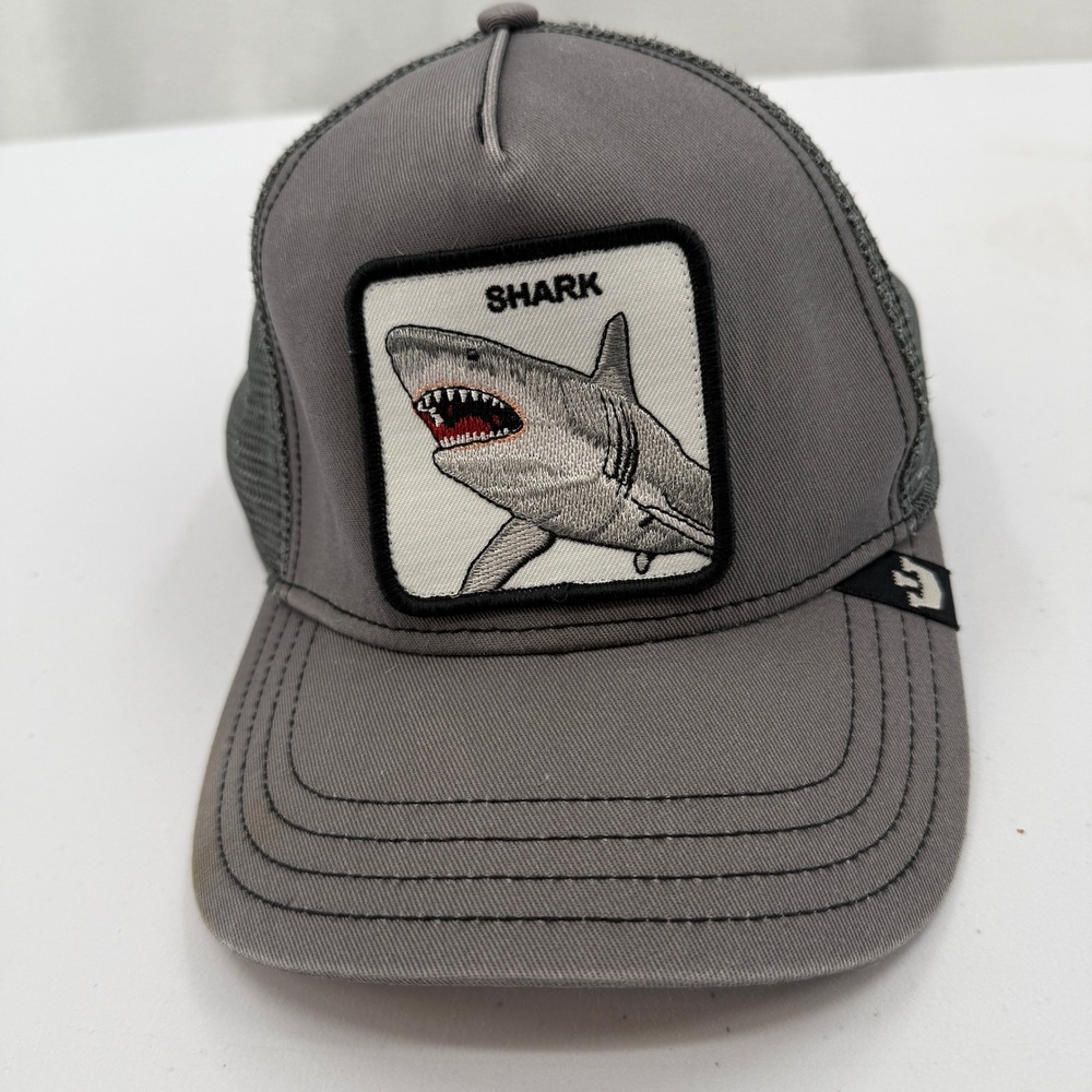Goorin Bros Trucker Hat Mens OS Gray Shark Embroidered Patch Mesh Snapback Cap